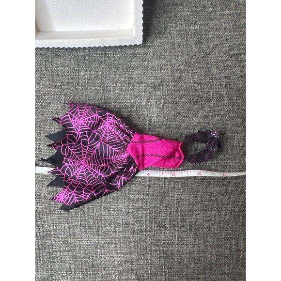 Monster High Doll Clothes Pink & Black Spiderweb Dress With Glitter Detail - Picture 3 of 3